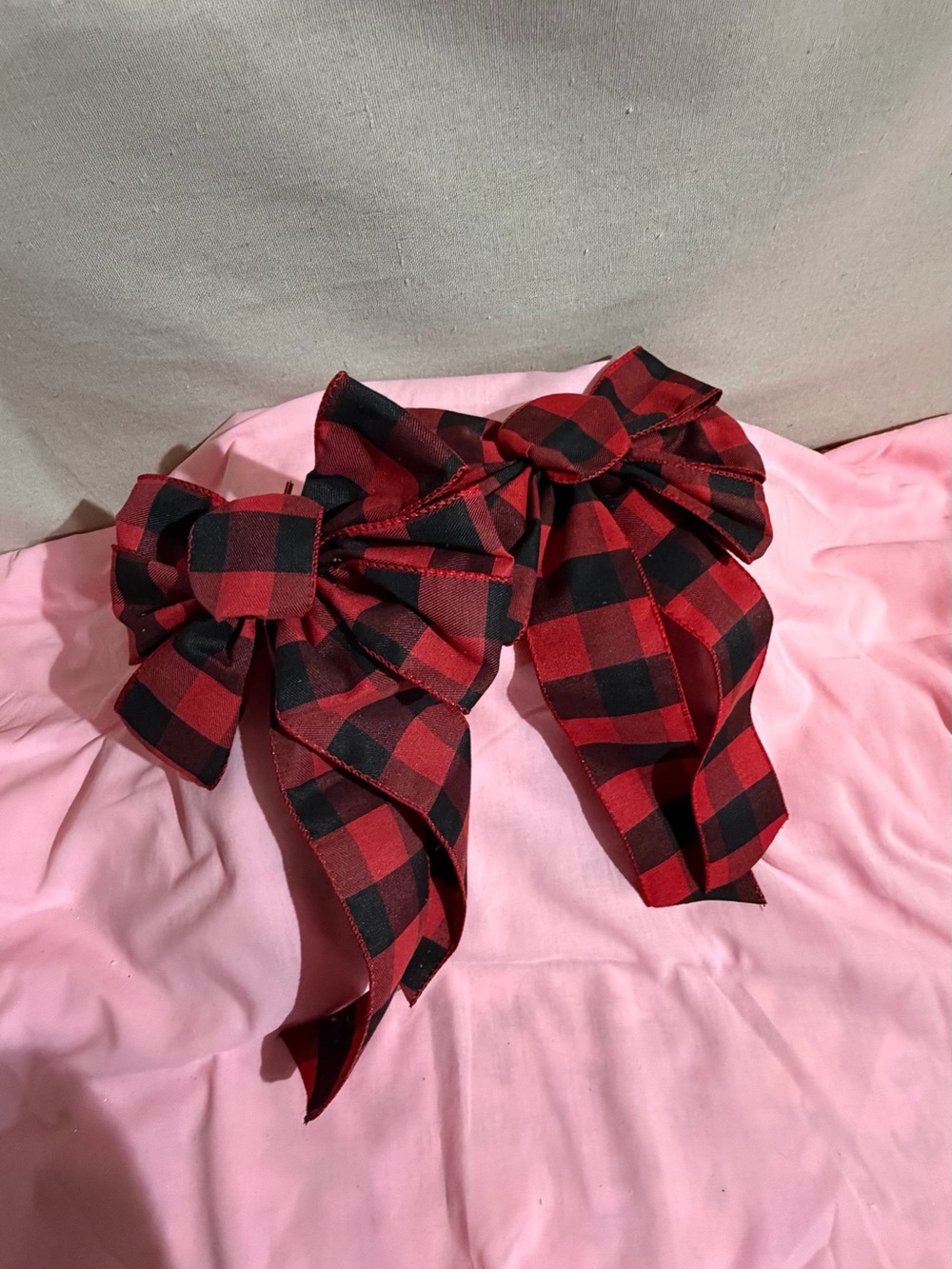 Red and Black Buffalo Plaid Bow Hair Clips - Women's Accessories